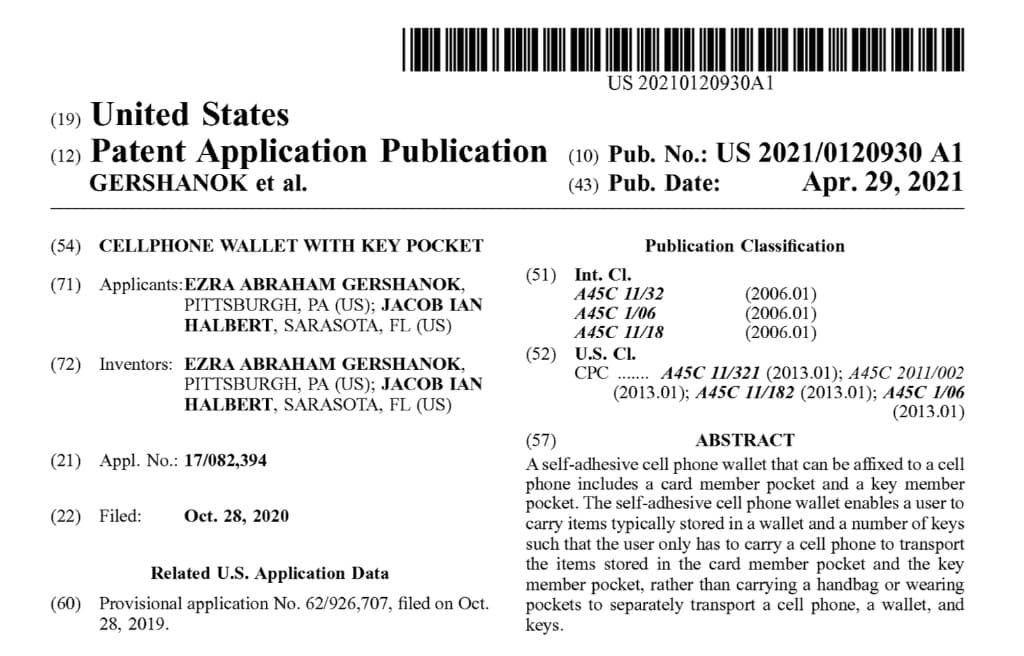 US 2021/0120930 A1 publication cover: title, inventors, abstract.
